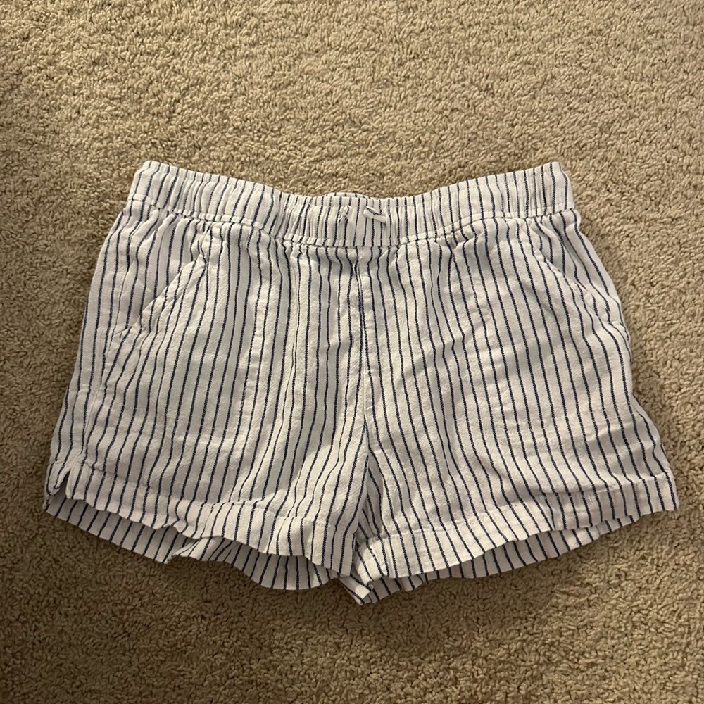 Old Navy Girls Striped Linen Shorts - White and Navy
